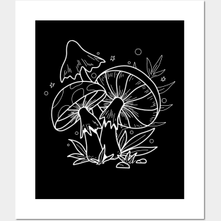 Line Art Design Mushroom Posters and Art